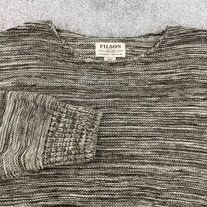 Filson Sweater Womens XL Cream Olive Melange Cotton Garter Stitch Knit Oatmeal
